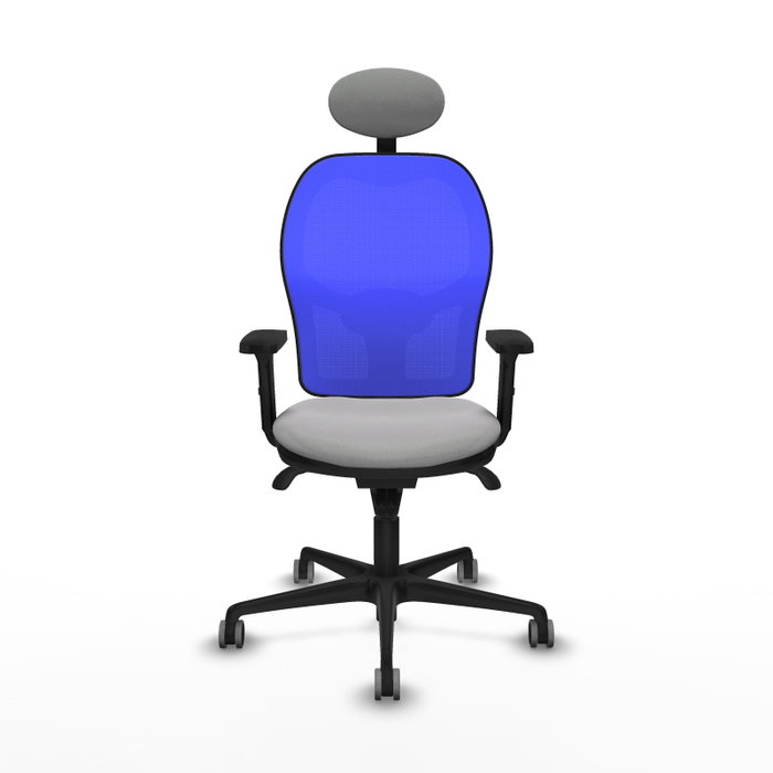PIQUERAS Y CRESPO Silla de oficina Jorquera con mecanismo Sincro, Tela Gris y Malla Azul