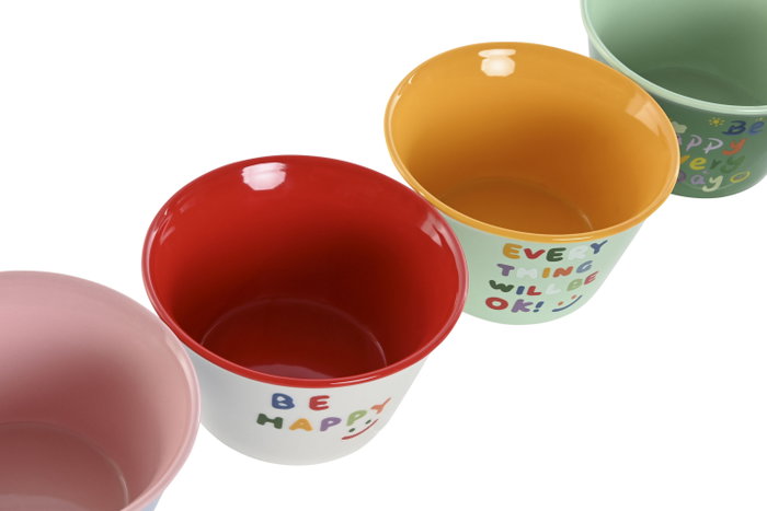 DKD Home Decor Set de 4 Cuencos Summer Multicolor New Bone 480ml