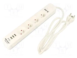 KERG Regleta de alimentación con 4 tomas y 3 puertos USB
