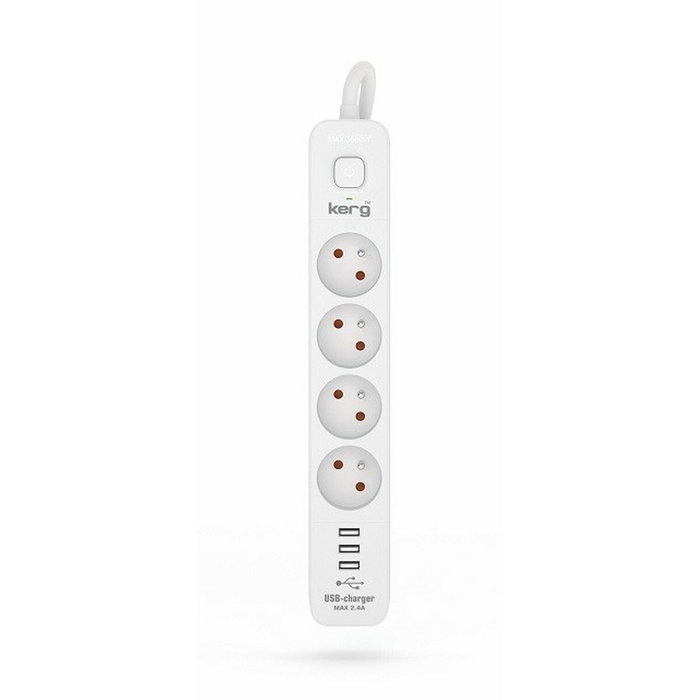 KERG Regleta de alimentación con 4 tomas y 3 puertos USB KERG Regleta de alimentación con 4 tomas y 3 puertos USB