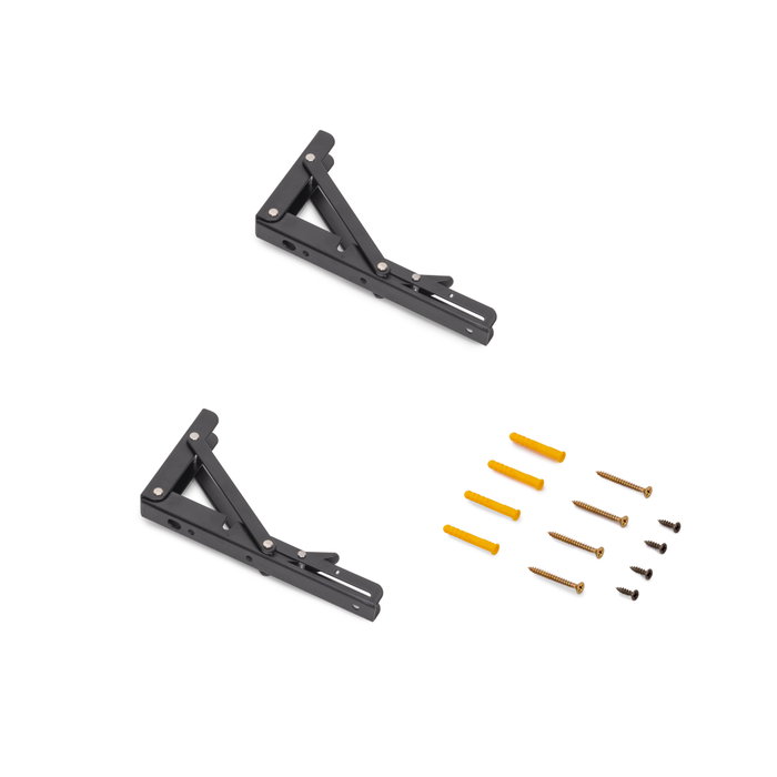 Emuca Juego de soportes plegables para estante, 203mm, Negro Emuca Juego de soportes plegables para estante, 203mm, Negro