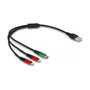 DeLOCK Cable de carga 3 en 1 USB-A a 2 x Lightning/USB-C 30 cm, Negro, Verde, Rojo
