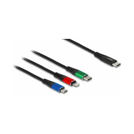 DeLOCK Cable de carga 3 en 1 USB Tipo-A a 2 x Lightning™ / USB Type-C™ 30 cm