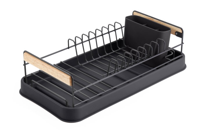 Inde Escurreplatos de Metal con Bandeja y Asas de Madera Quttin 44,8 x 22,6 x 11,9 cm (6 Unidades)