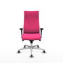 PIQUERAS Y CRESPO Sillón Albacete con mecanismo Sincro, Similpiel Rosa, Base Aluminio y Brazos 1D