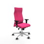 PIQUERAS Y CRESPO Sillón Albacete con mecanismo Sincro, Similpiel Rosa, Base Aluminio y Brazos 1D