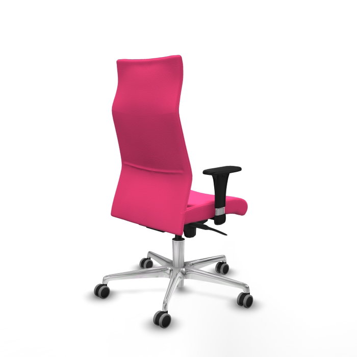 PIQUERAS Y CRESPO Sillón Albacete con mecanismo Sincro, Similpiel Rosa, Base Aluminio y Brazos 1D