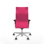 PIQUERAS Y CRESPO Sillón Albacete con mecanismo Sincro, Similpiel Rosa, Base Aluminio y Brazos 1D