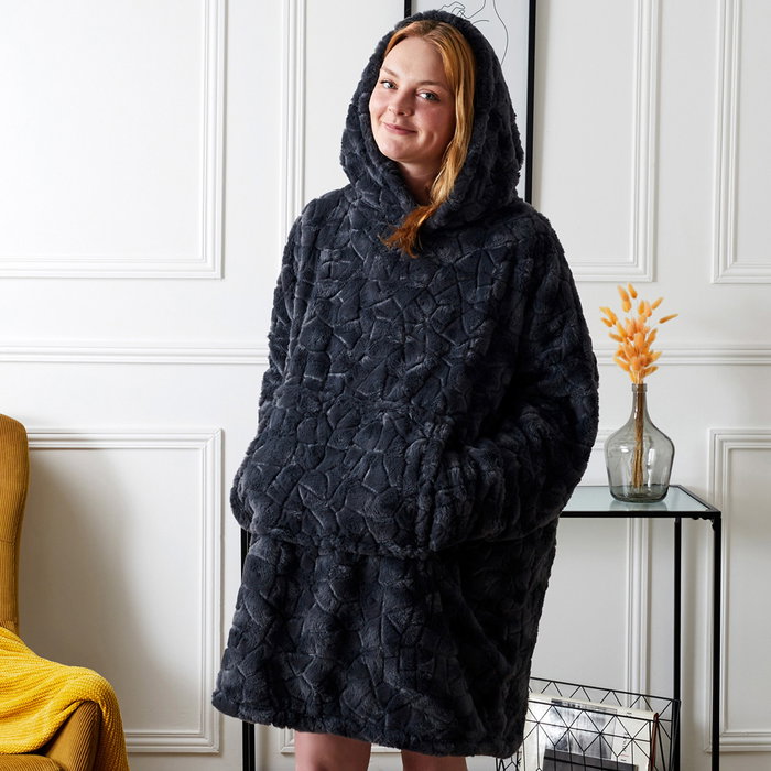 Home Deco Factory Sudadera Con Bolsillo Y Capucha Sweat Plaid Ultra Suave Con Borreguito 115x85 cm Home Deco Factory Sudadera Con Bolsillo Y Capucha Sweat Plaid Ultra Suave Con Borreguito 115x85 cm