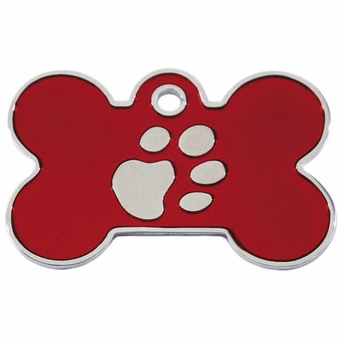 Placa identificativa para collar Imarc Bone Rojo Plata