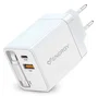 Energy Sistem Cargador GaN 20W con Cable USB-C Retráctil y Puerto USB-A Blanco