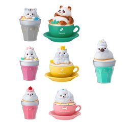 Bandai Figura Charalatte Animal - 1 Unidad Aleatoria, Figura Coleccionable 3D Inspirada en Arte Latte, Incluye Estuche y Chicle