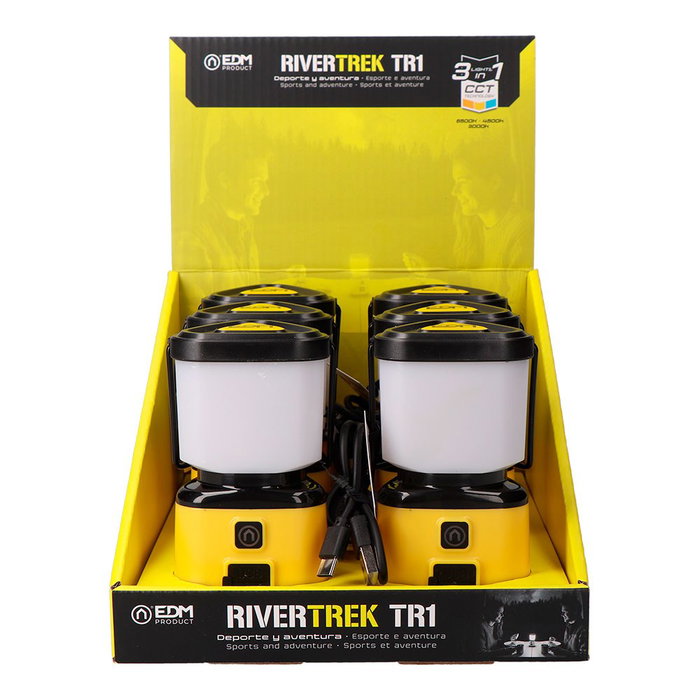 Edm River Trek TR1 Farol Recargable 500 lm 5 W 3 CTT Power Bank, Modos Luz Blanca/Amarilla/Rojo, Camping, IPX2 Edm River Trek TR1 Farol Recargable 500 lm 5 W 3 CTT Power Bank, Modos Luz Blanca/Amarilla/Rojo, Camping, IPX2
