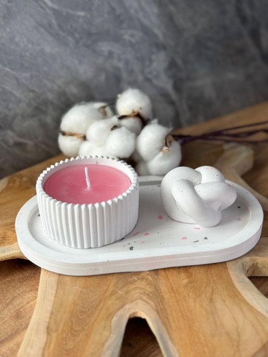 Aberto Design Juego de Velas de Concreto 28ST Rosa y Blanco para Decoración del Hogar y Ambiente Relajante