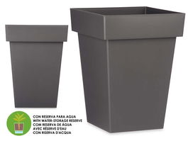 Ibergarden Maceta Cuadrada Gris Con Reserva De Agua 51 cm Alto x 37 cm Ancho x 37 cm Largo 48 L (Set de 6)