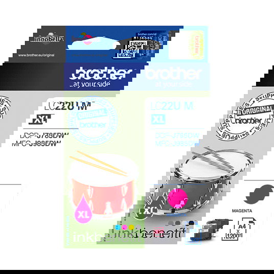 Brother LC-22UM Cartucho de Tinta Magenta Original XL Alto Rendimiento para MFC-J985DW 1200 páginas