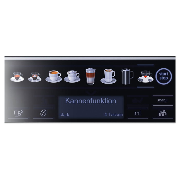 Siemens TE657F09DE EQ.6 plus extraKlasse Cafetera Superautomática espresso 19 bar, Molinillo, Espumador, 1.7L, 3 Temperaturas, Pantalla Táctil, Dark Inox/Acero Inoxidable