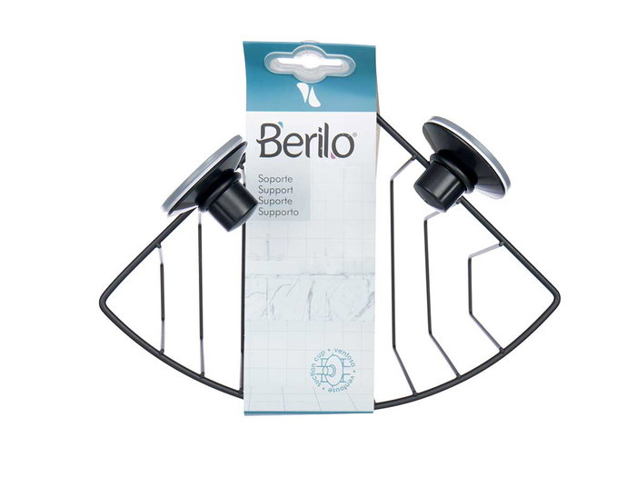 Berilo Soporte Pared Esquinero Metal Negro Mate Ventosa 13.5x17x3 cm (Set de 12)