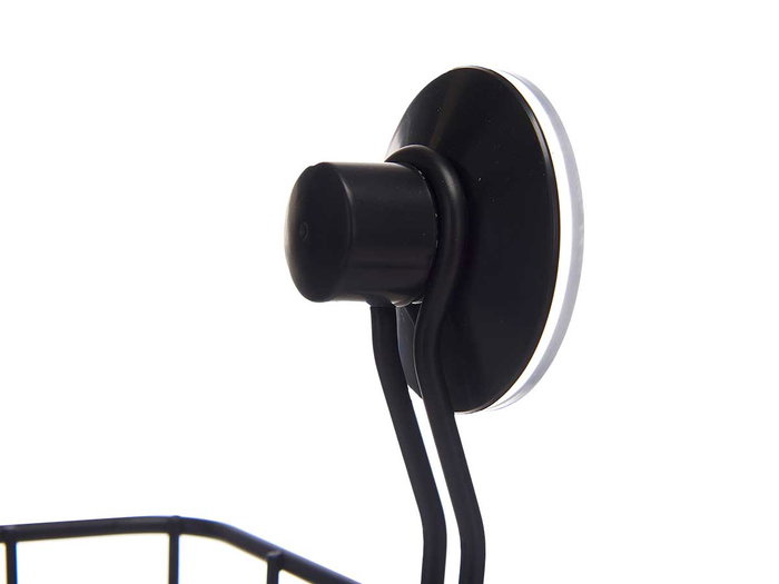 Berilo Soporte Pared Esquinero Metal Negro Mate Ventosa 13.5x17x3 cm (Set de 12)