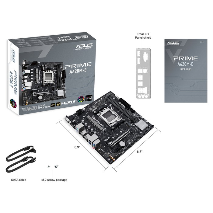 ASUS Placa Base Prime A620M-E-CSM Socket AM5 micro-ATX, Chipset AMD A620, Compatible con Ryzen 7000, 2x DDR5, 5 Almacenamientos, HDMI 2.1, DisplayPort 1.4, S/PDIF, 7.1 Audio ASUS Placa Base Prime A620M-E-CSM Socket AM5 micro-ATX, Chipset AMD A620, Compatible con Ryzen 7000, 2x DDR5, 5 Almacenamientos, HDMI 2.1, DisplayPort 1.4, S/PDIF, 7.1 Audio
