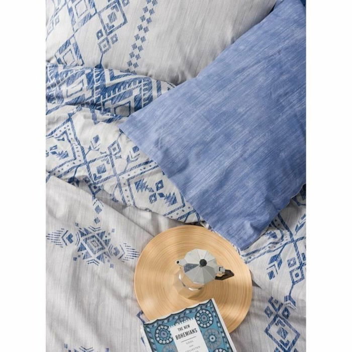Aucune Juego de cama Azul 100% Algodón con Funda Nórdica y 2 Fundas de Almohada
