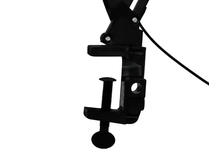 Q-Connect Lámpara de Escritorio LED Hadar 8W 380lm - Brazo Doble Articulado con Lupa y Pinza, Color Ajustable (3000K/4000K/6000K), Negro