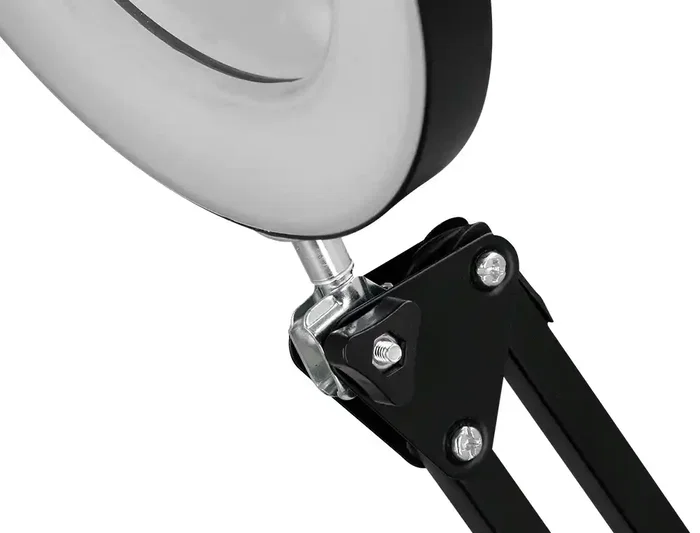 Q-Connect Lámpara de Escritorio LED Hadar 8W 380lm - Brazo Doble Articulado con Lupa y Pinza, Color Ajustable (3000K/4000K/6000K), Negro