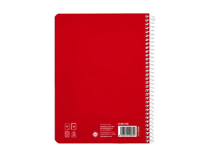 Liderpapel Cuaderno espiral Pautaguía A5 cuadro pautado 4mm rojo Liderpapel Cuaderno espiral Pautaguía A5 cuadro pautado 4mm rojo