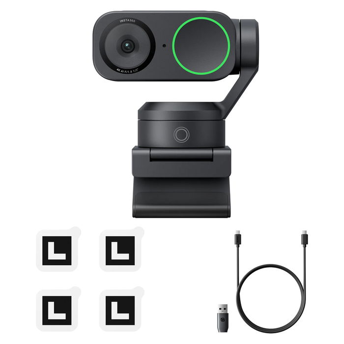 Insta360 Link2 Standard Cámara Web 4K Ultra HD, 3840 x 2160 Pixeles, 60 pps, Zoom Digital 4x, USB, Negro