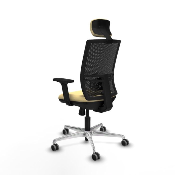 PIQUERAS Y CRESPO Silla de oficina Yunquera con mecanismo Sincro, Crema y Negro