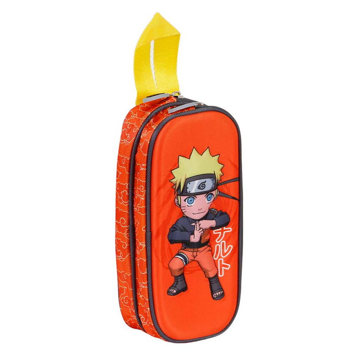 Naruto Estuche Portatodo Escolar 3D Doble Compartimento Multicolor con Relieve