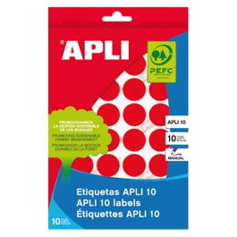 Apli Paq. 616 etiquetas escritura manual redondas 13mm rojo