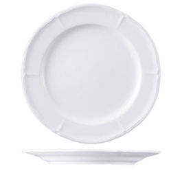 Langenthal BARROCO Plato llano de vajilla de porcelana blanca grabada, colección clásica, 31 cm de diámetro (Set de 6)