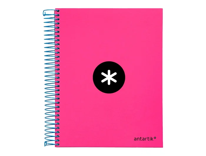 Antartik Cuaderno espiral A5 micro 120h 100 gr horizontal 5 bandas 6 taladros color rosa