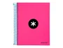 Antartik Cuaderno espiral A5 micro 120h 100 gr horizontal 5 bandas 6 taladros color rosa