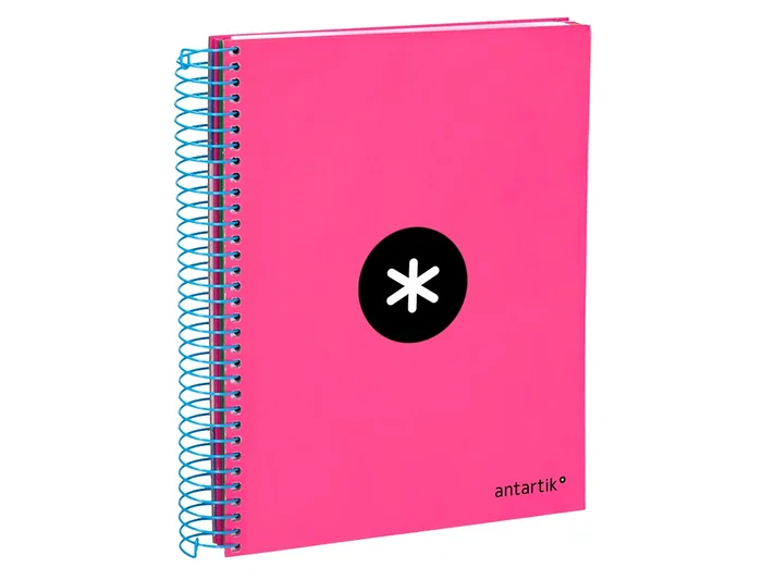 Antartik Cuaderno espiral A5 micro 120h 100 gr horizontal 5 bandas 6 taladros color rosa