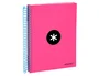 Antartik Cuaderno espiral A5 micro 120h 100 gr horizontal 5 bandas 6 taladros color rosa