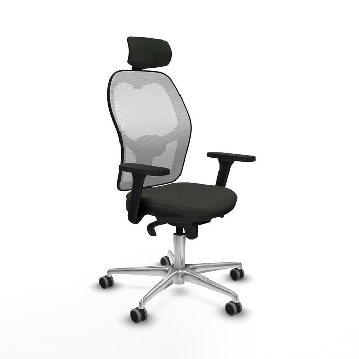 PIQUERAS Y CRESPO Silla de oficina Jorquera con mecanismo Sincro, tela negra y malla blanca PIQUERAS Y CRESPO Silla de oficina Jorquera con mecanismo Sincro, tela negra y malla blanca