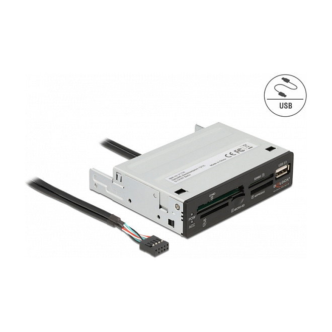 DeLOCK Lector de tarjetas USB 2.0 de 3.5 pulg. con 5 ranuras y 1 puerto USB 2.0 Tipo-A DeLOCK Lector de tarjetas USB 2.0 de 3.5 pulg. con 5 ranuras y 1 puerto USB 2.0 Tipo-A