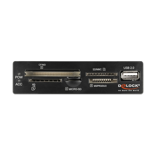 DeLOCK Lector de tarjetas USB 2.0 de 3.5 pulg. con 5 ranuras y 1 puerto USB 2.0 Tipo-A DeLOCK Lector de tarjetas USB 2.0 de 3.5 pulg. con 5 ranuras y 1 puerto USB 2.0 Tipo-A