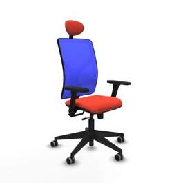 PIQUERAS Y CRESPO Silla de oficina Motilla con Mecanismo Sincro/Traslack, Azul y Naranja oscuro