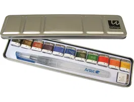 Artist Acuarela Artist Start Caja Metal 12 Colores Surtidos + Pincel Rellenable Alta Calidad Uso Escolar Y Profesional