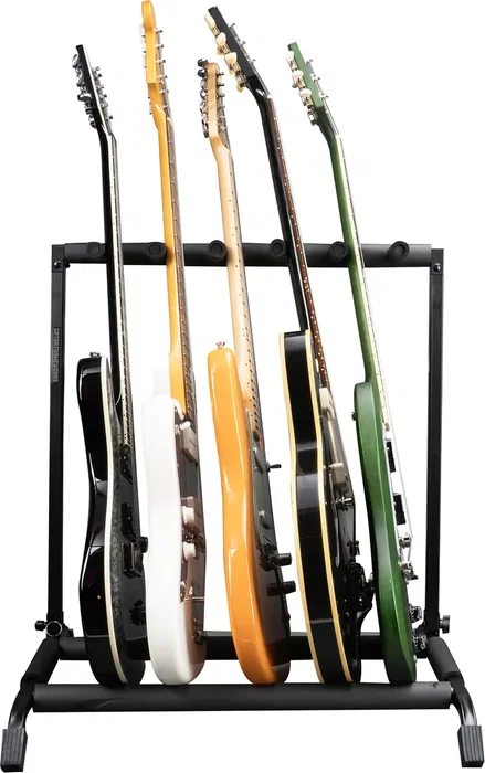 FRAMEWORKS Rack Plegable y Retráctil para 5 Guitarras, Soporte con Base Negra de Acero