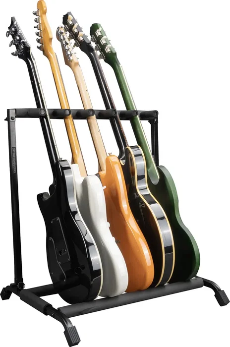 FRAMEWORKS Rack Plegable y Retráctil para 5 Guitarras, Soporte con Base Negra de Acero