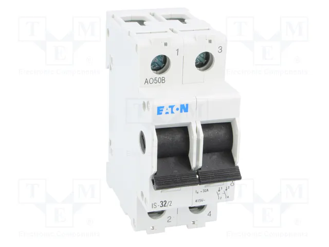 EATON ELECTRIC Interruptor de aislamiento IS-32/2, 2 polos, 32A, 240VAC