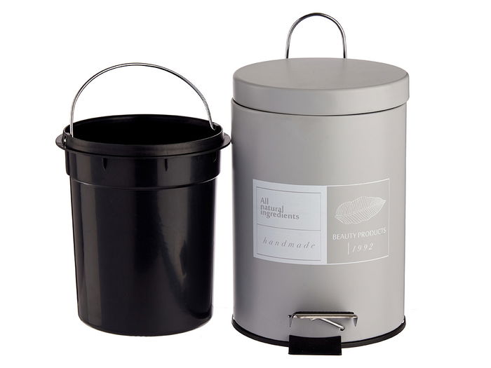 Berilo Papelera 3 L Acero y Plástico Blanco Gris 23 x 24.5 x 17 cm (Set de 6)