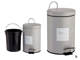 Berilo Papelera 3 L Acero y Plástico Blanco Gris 23 x 24.5 x 17 cm (Set de 6)