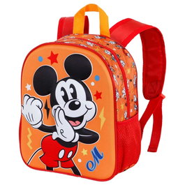 Mickey Mouse Mochila 3D Pequeña Whisper Disney, Mochila Preescolar con Relieve, Bolsillos Laterales, Color Naranja, 31x26x11 cm