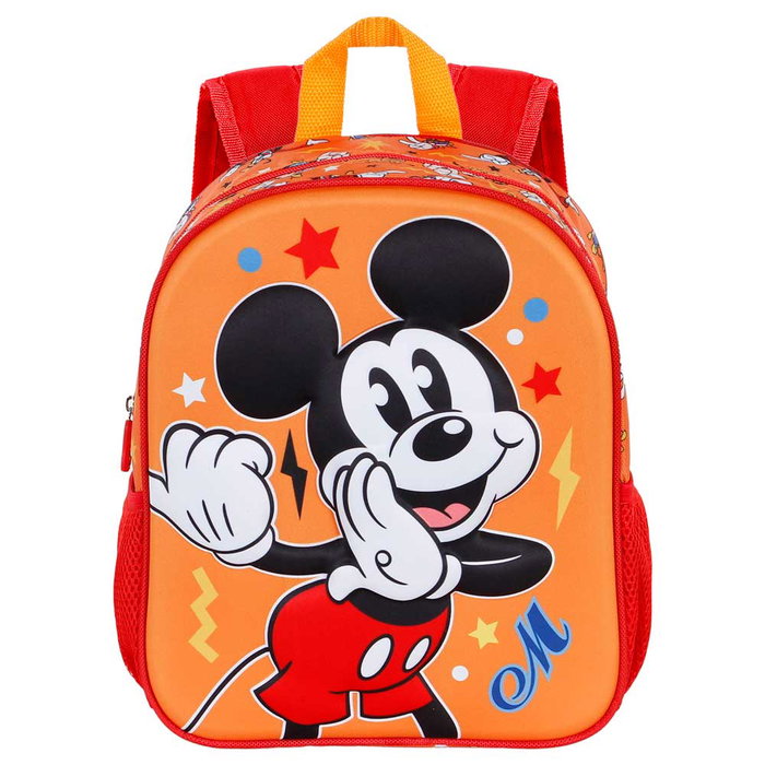 Mickey Mouse Mochila 3D Pequeña Whisper Disney, Mochila Preescolar con Relieve, Bolsillos Laterales, Color Naranja, 31x26x11 cm