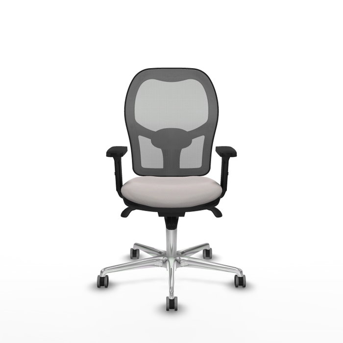 PIQUERAS Y CRESPO Silla de Oficina Jorquera con Mecanismo Sincro, Similpiel Blanco y Malla Gris